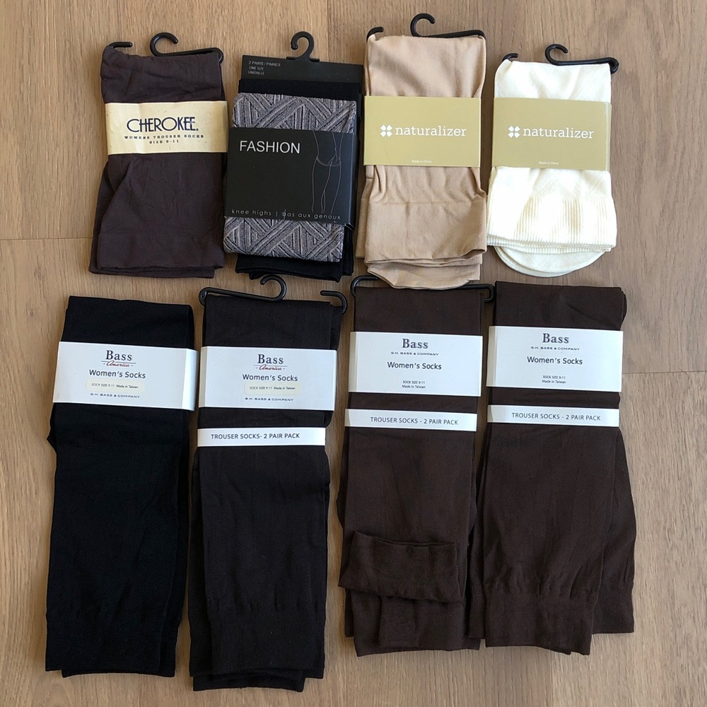 12 Pairs of New Trouser Socks - Cream, Tan, Black, Brown